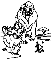 coloriage le roi lion simba avec timon et poumba